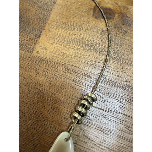 Crescent Moon Pendant Necklace Beaded Chain Bohemian Statement Cream - Picture 3 of 9